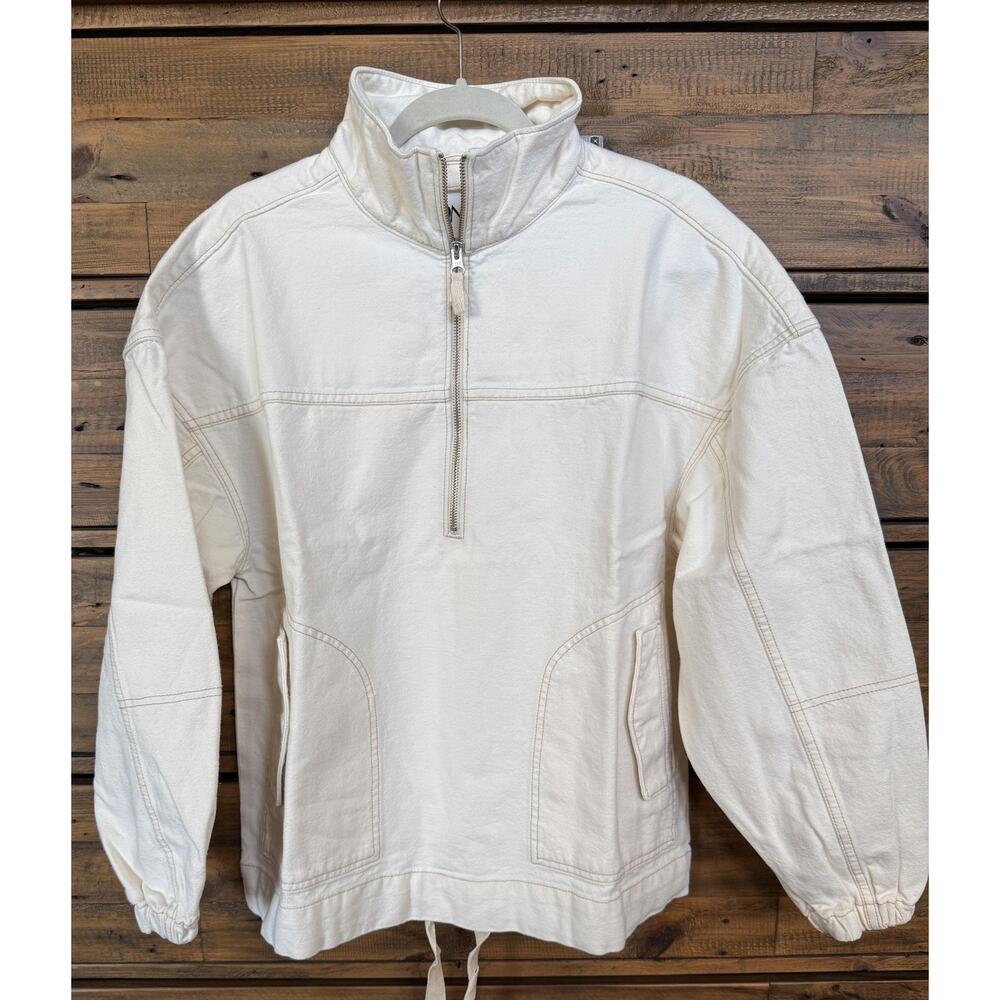 LNDN Jacket Women's Sz M Natural Half Zip Anorak Pullover Organic Cotton